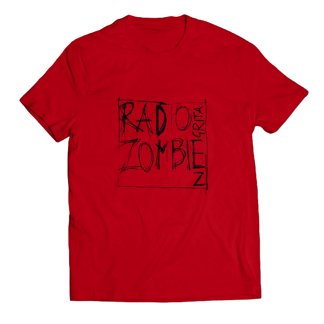 T-Shirt "Radio Zombie" (Rossa) - Scritta illustrata