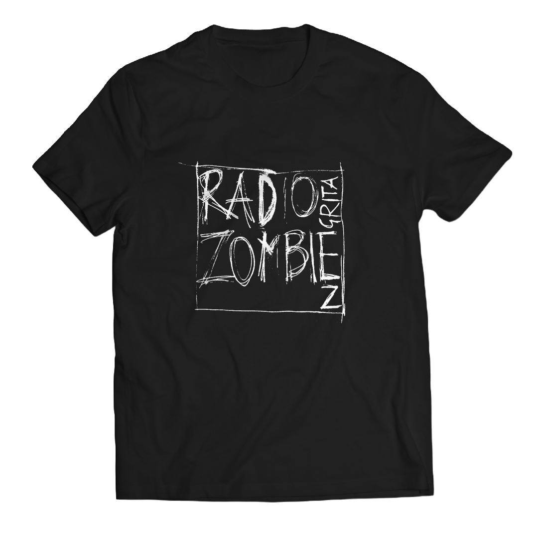 T-Shirt "Radio Zombie" (Nera) - Scritta illustrata