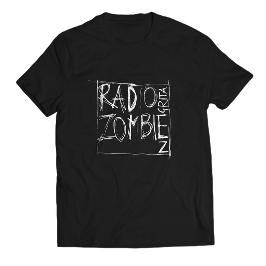 T-Shirt "Radio Zombie" (Nera) - Scritta illustrata