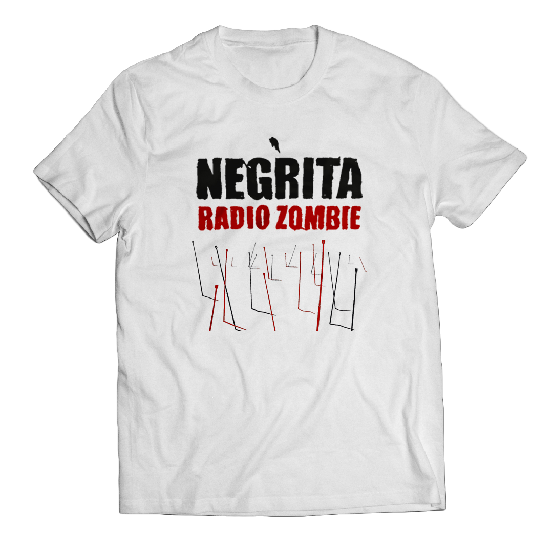 T-Shirt "Radio Zombie" (Bianca) - Cover Stilizzata
