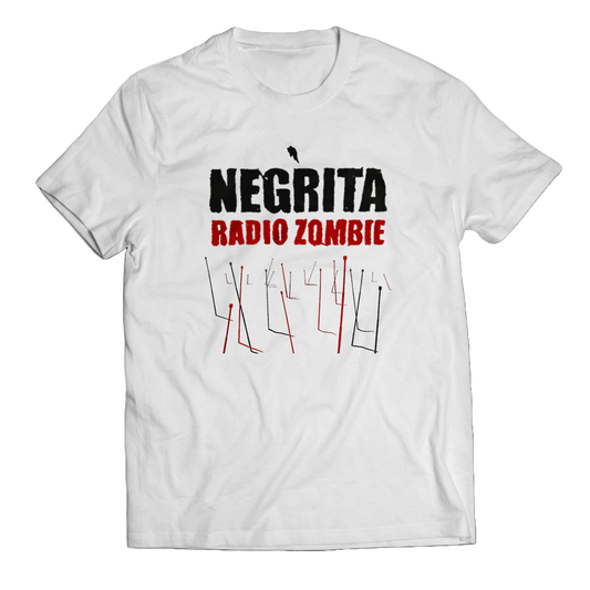 T-Shirt "Radio Zombie" (Bianca) - Cover Stilizzata