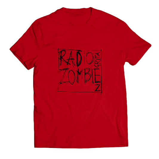 T-Shirt "Radio Zombie" (Rossa) - Scritta illustrata